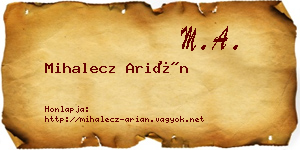 Mihalecz Arián névjegykártya